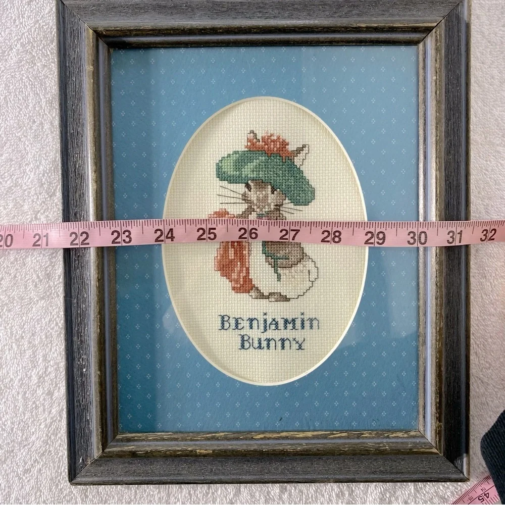 Vintage Handmade Benjamin Bunny Framed Cross Stitch Art - Picture 3 of 11